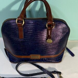 Brahmin Vivian Blue  and Brown Satchel